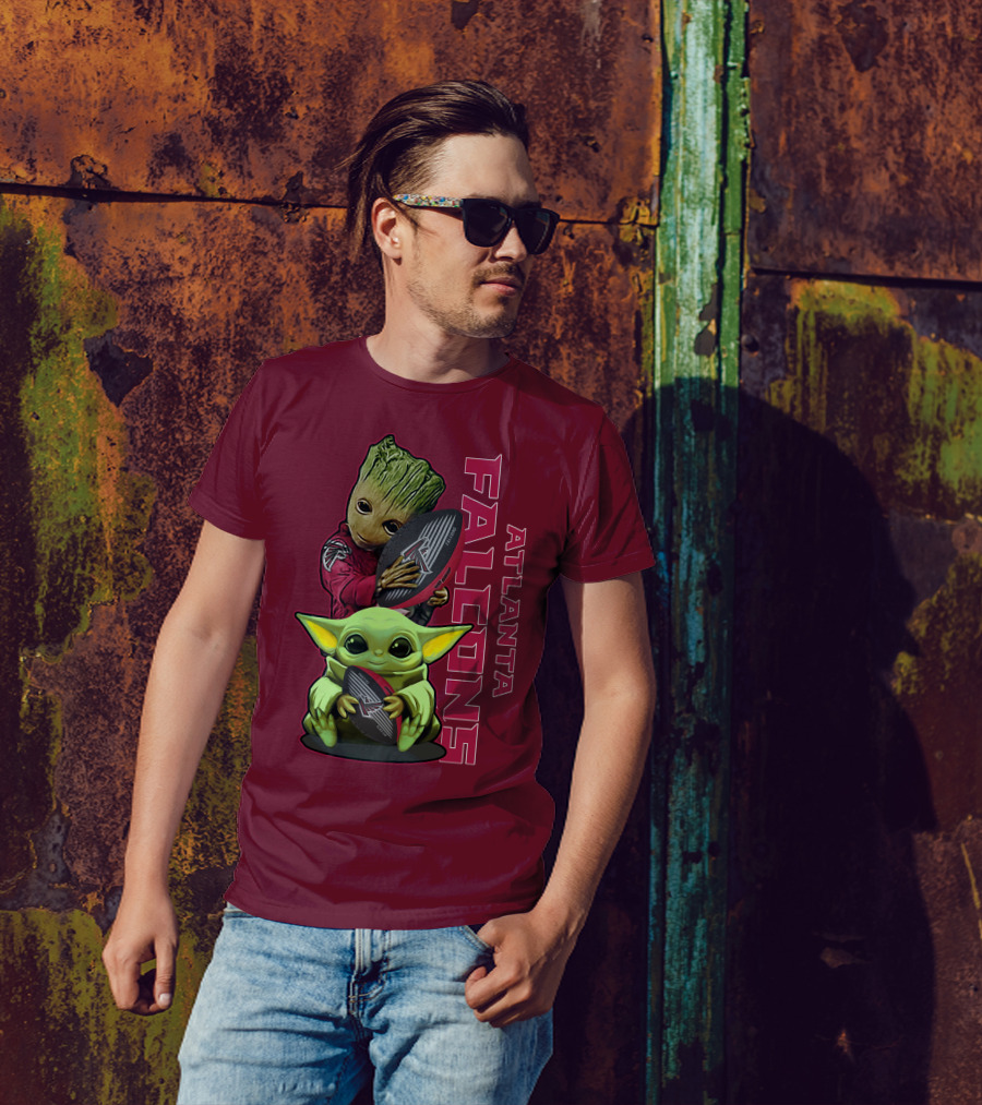Grzd Atlanta Falcons Groot Baby Yoda Football T-Shirt