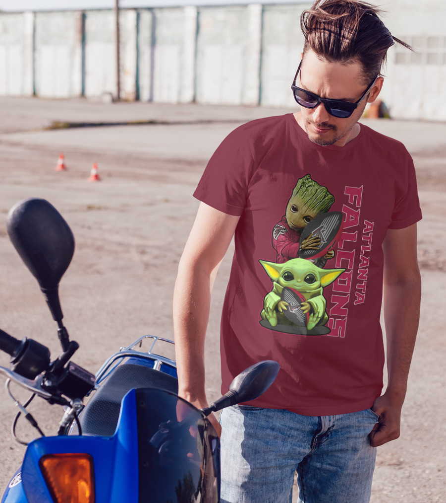 Grzd Atlanta Falcons Groot Baby Yoda Football T-Shirt