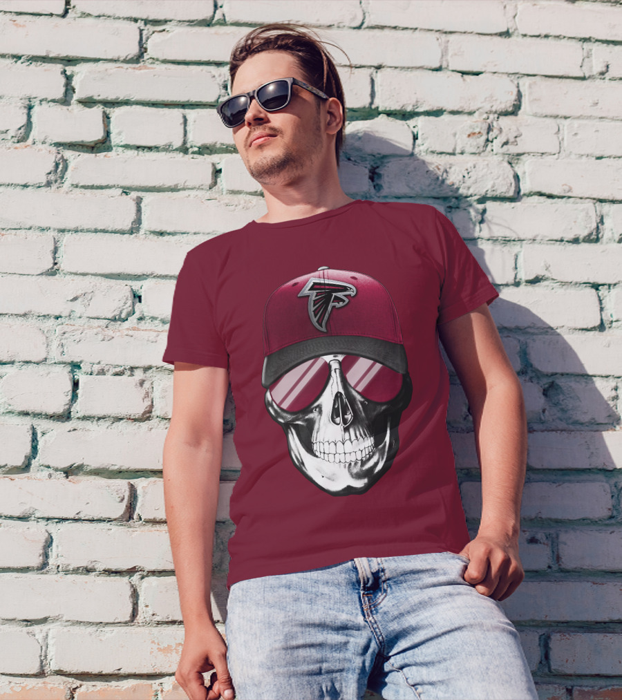 Atlanta Falcons Skull Cap With Reflective Glasses T-Shirt