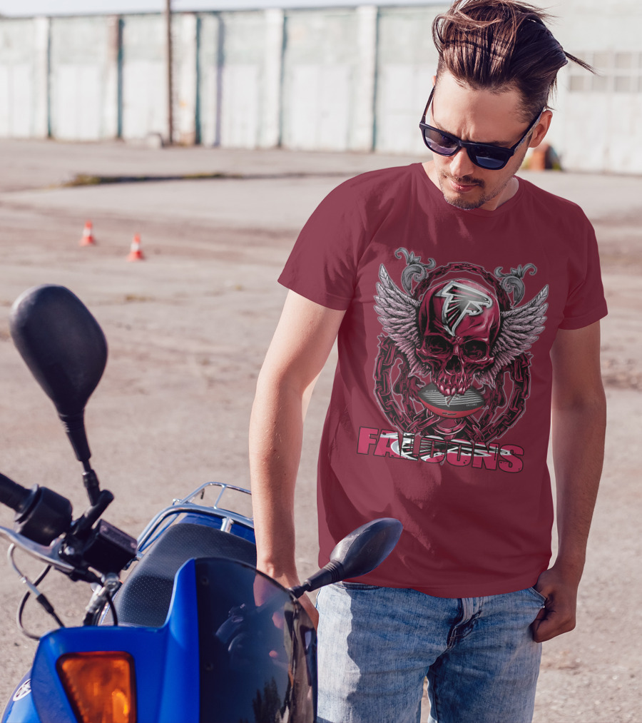 Skullfb Atlanta Falcons Winged Skull T-Shirt