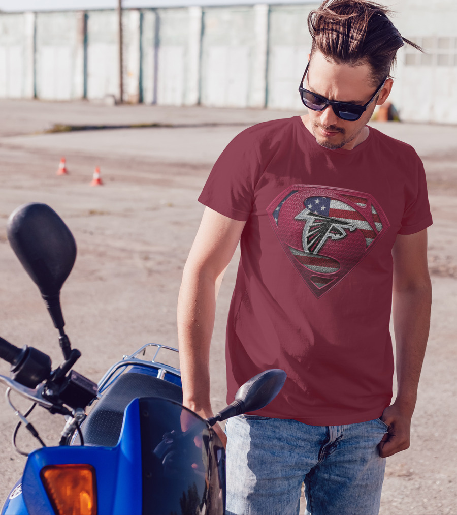 Spm Atlanta Falcons American Flag Superman T-Shirt