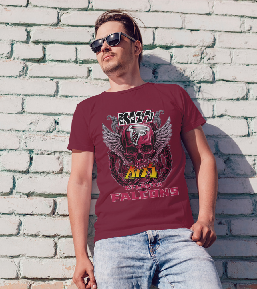 Kiss Atlanta Falcons Skull Winged T-Shirt