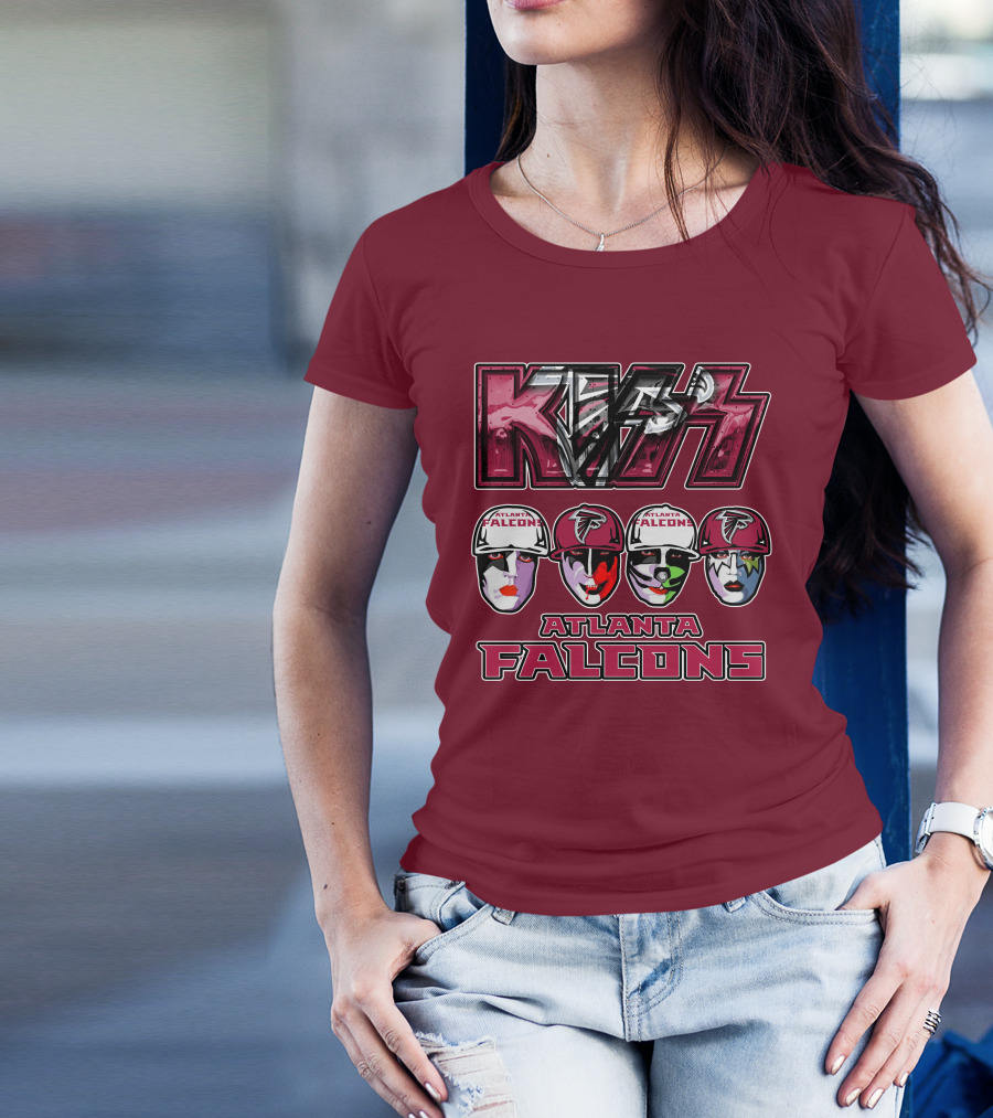 Kiss Atlanta Falcons Faces Logo NFL Band Crossover T-Shirt