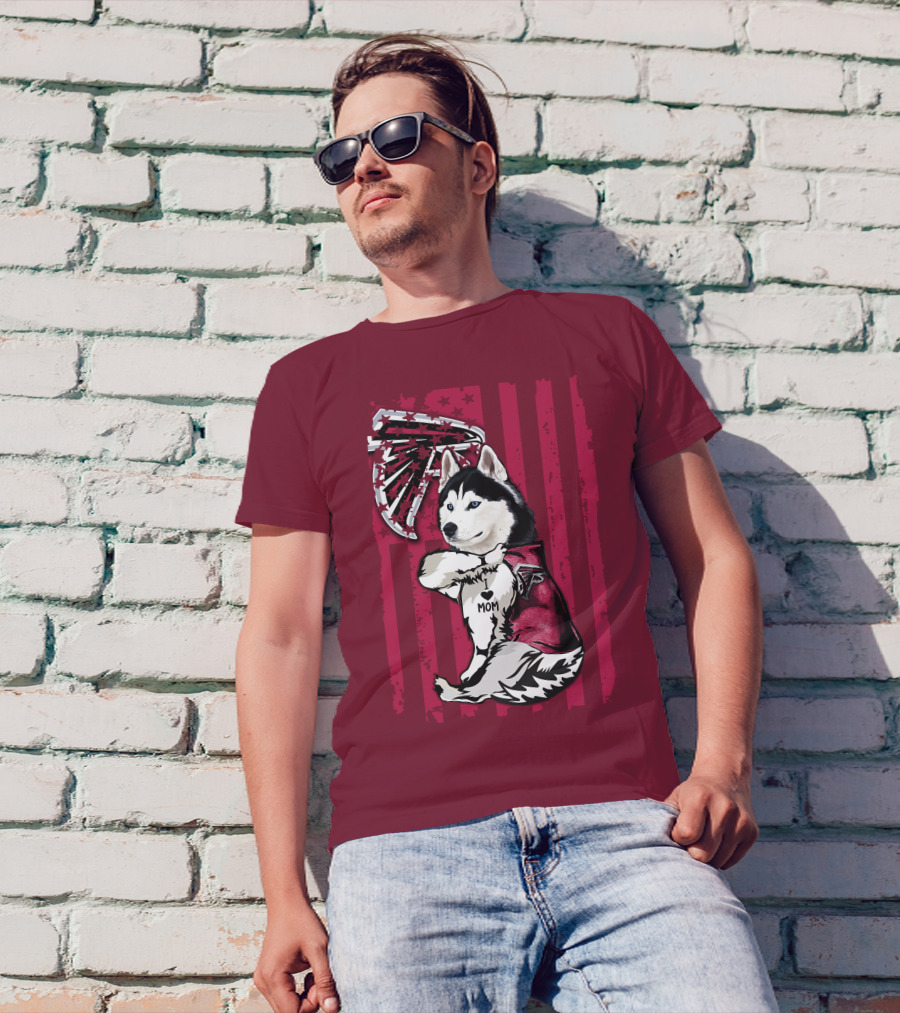 Siberian Husky I Love Mom Atlanta Falcons T-Shirt