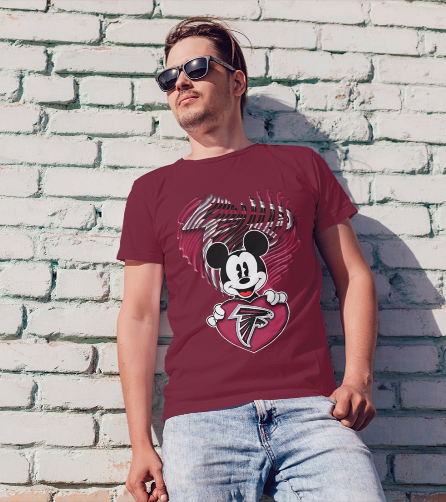Mick Holding Atlanta Falcons Heart With Falcons Logo And Stylized T-Shirt