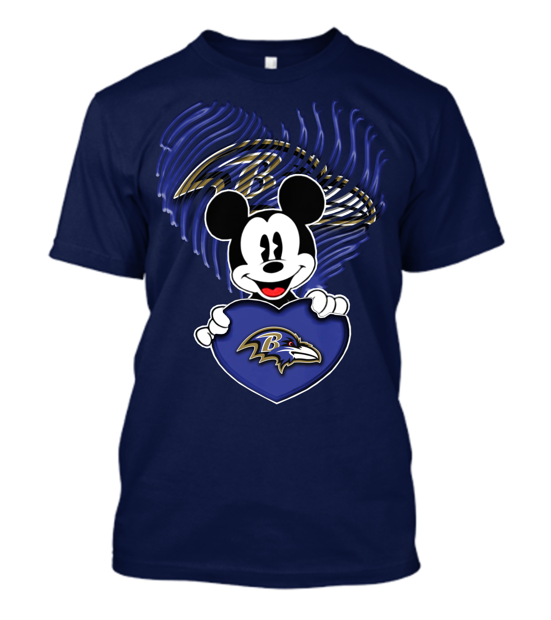 Mick Mouse Baltimore Ravens Heart Logo Fan T-Shirt