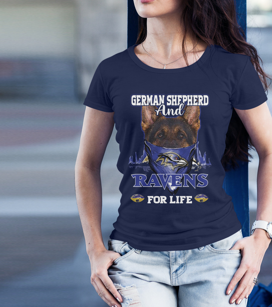 German Shepherd And Ravens For Life Baltimore Ravens T-Shirt