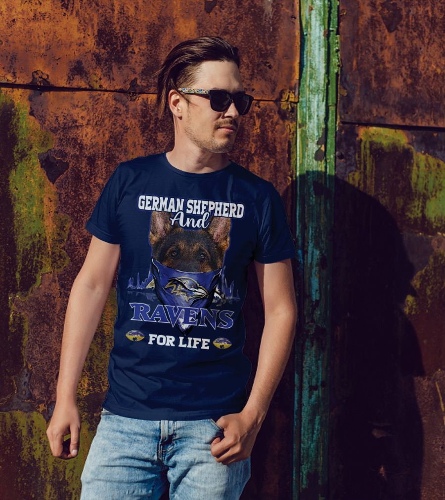 German Shepherd And Ravens For Life Baltimore Ravens T-Shirt