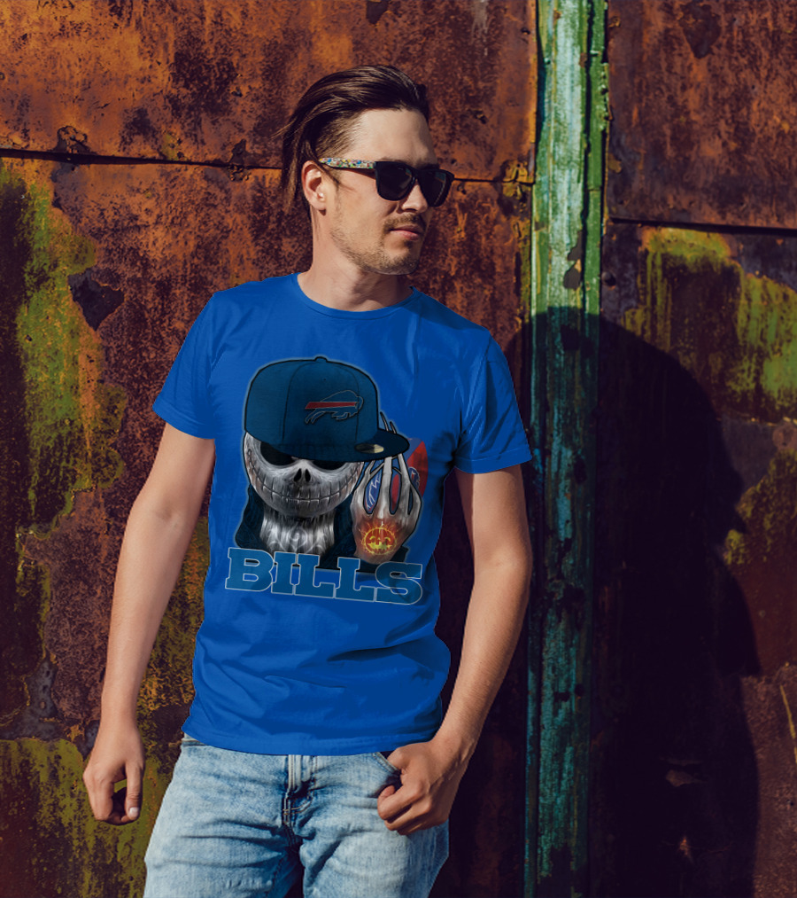 Jackskull Buffalo Bills NFL Skeleton Pumpkin Halloween T-Shirt