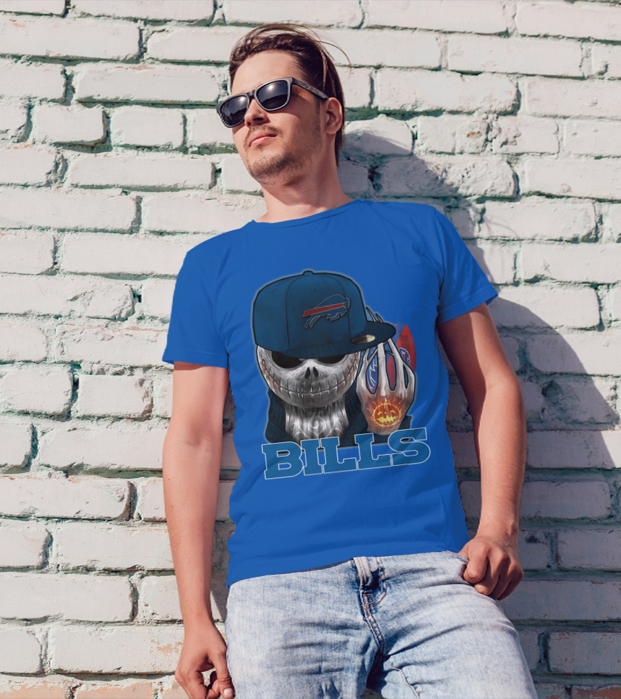 Jackskull Buffalo Bills NFL Skeleton Pumpkin Halloween T-Shirt