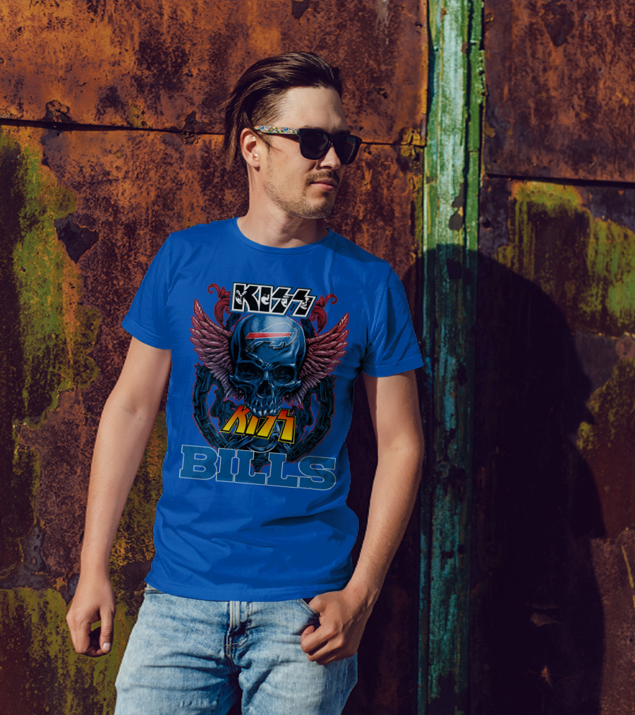 Kiss Bills Buffalo Bills Skull Winged T-Shirt