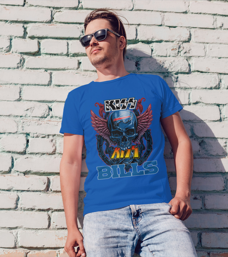 Kiss Bills Buffalo Bills Skull Winged T-Shirt