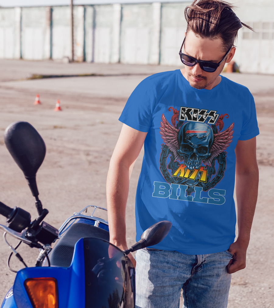 Kiss Bills Buffalo Bills Skull Winged T-Shirt