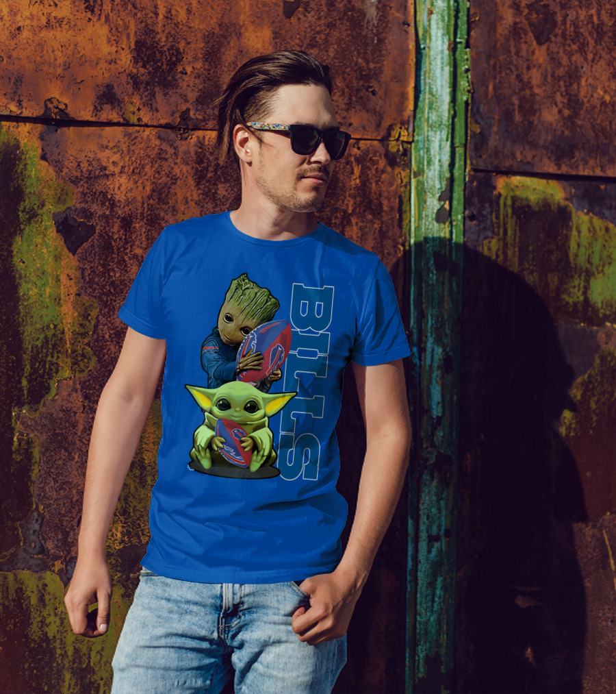 Bills Football Groot And Baby Yoda Grzd Buffalo Bills T-Shirt