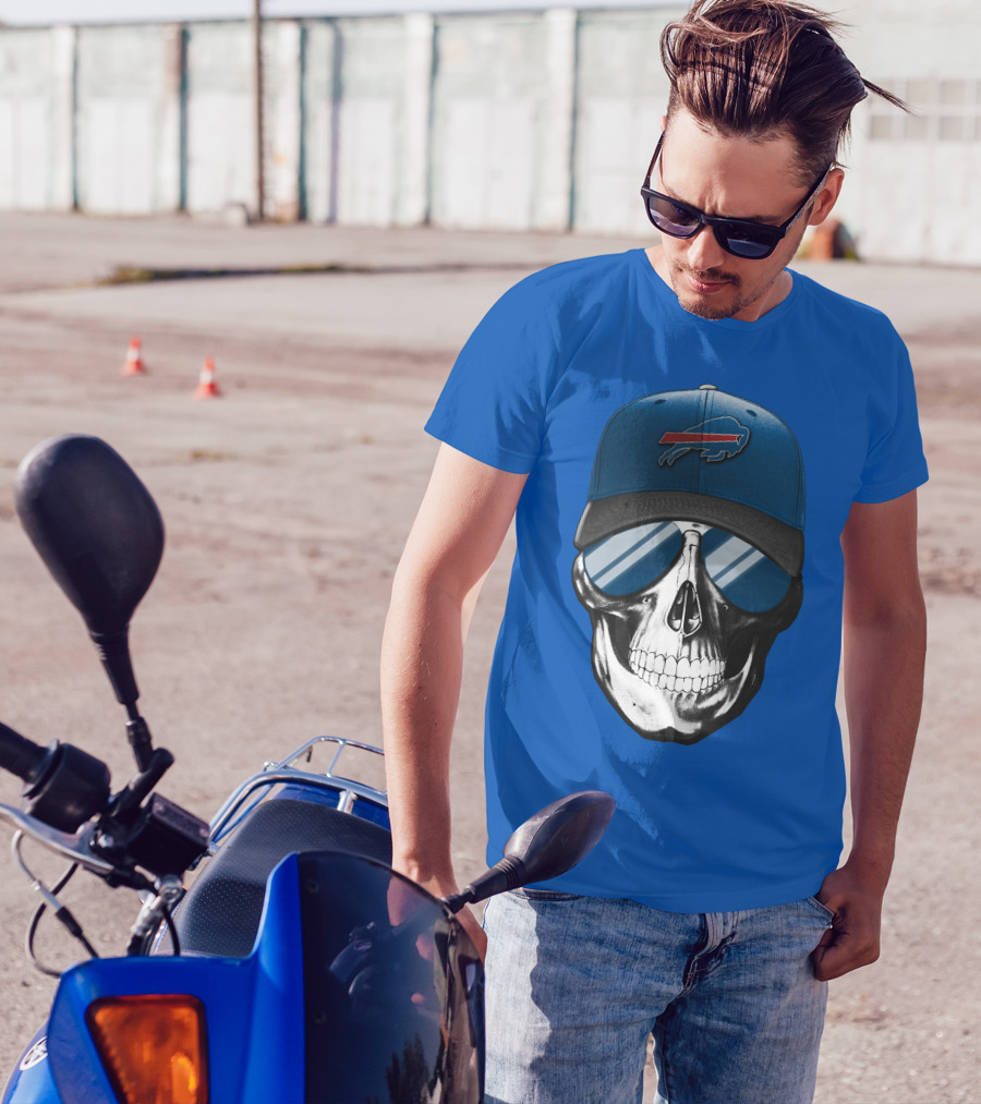 Skull Buffalo Bills Cap Mirror Sunglasses T-Shirt