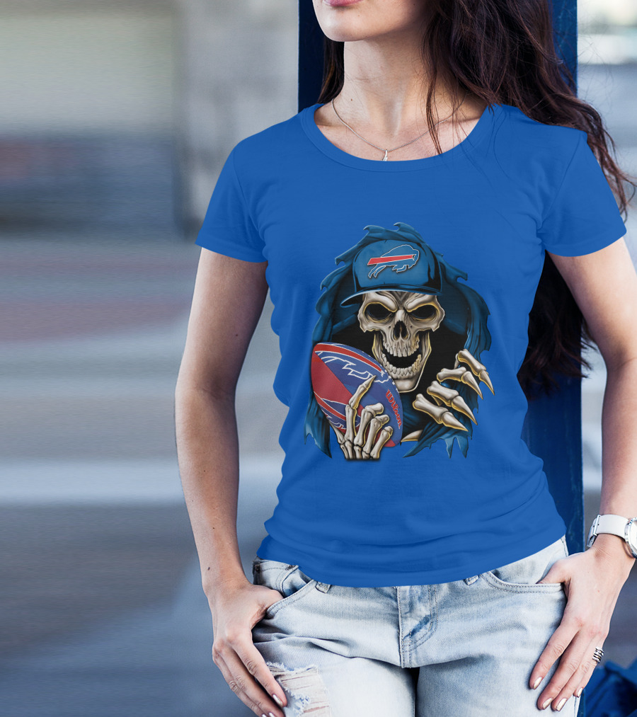 Buffalo Bills Skullbong Skeleton Football T-Shirt