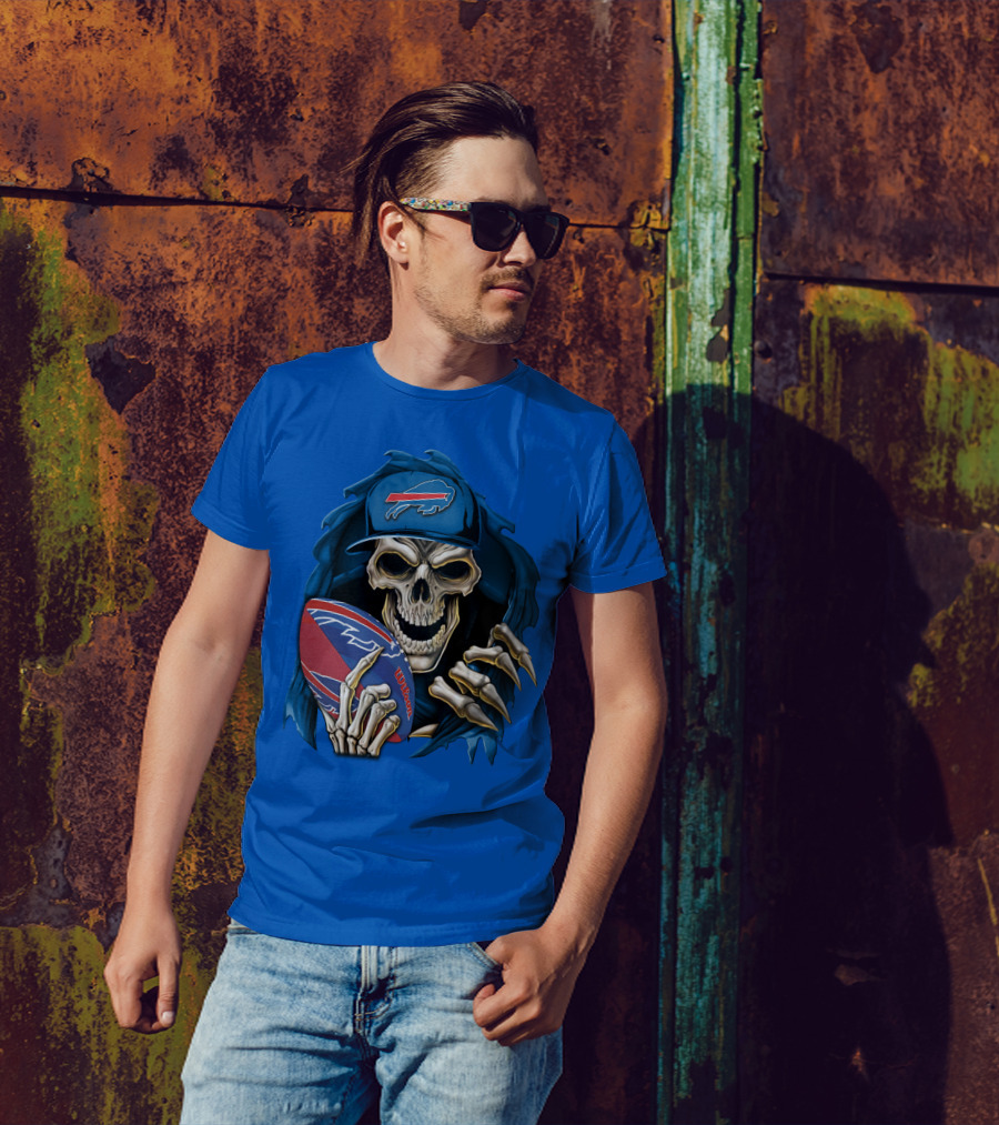 Buffalo Bills Skullbong Skeleton Football T-Shirt
