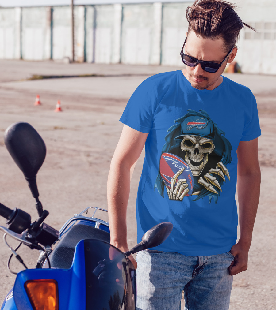 Buffalo Bills Skullbong Skeleton Football T-Shirt
