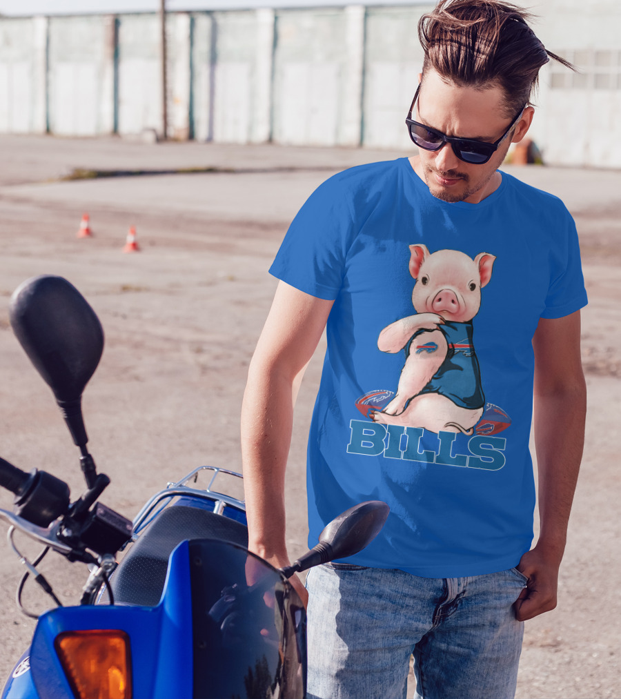 Pig Wearing Buffalo Bills Shirt On Football T-Shirt