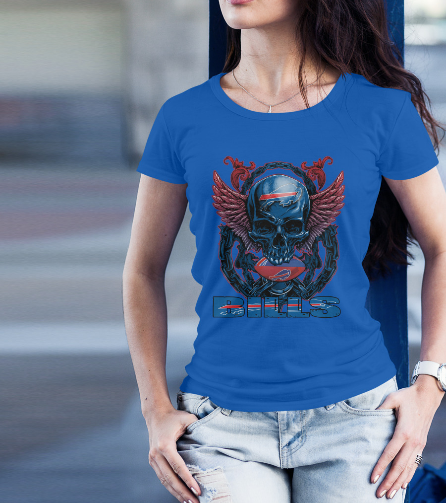 Buffalo Bills Skull With Wings And Chains T-Shirt