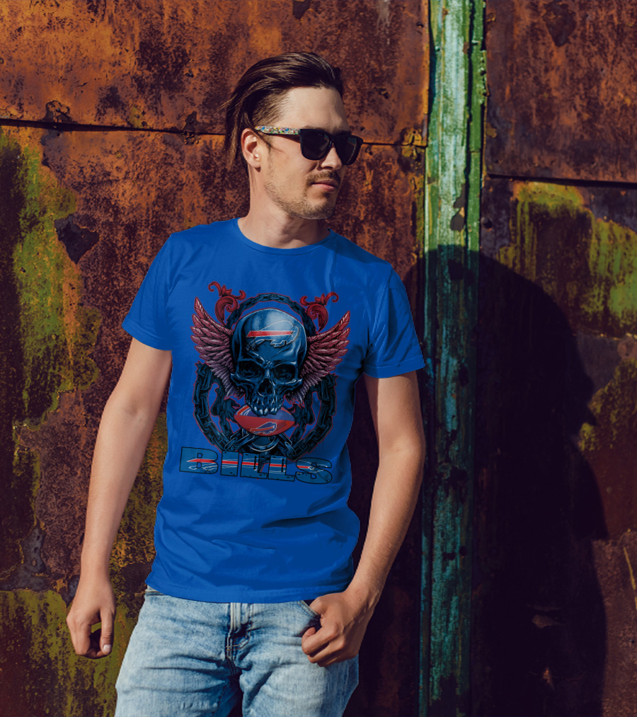 Buffalo Bills Skull With Wings And Chains T-Shirt