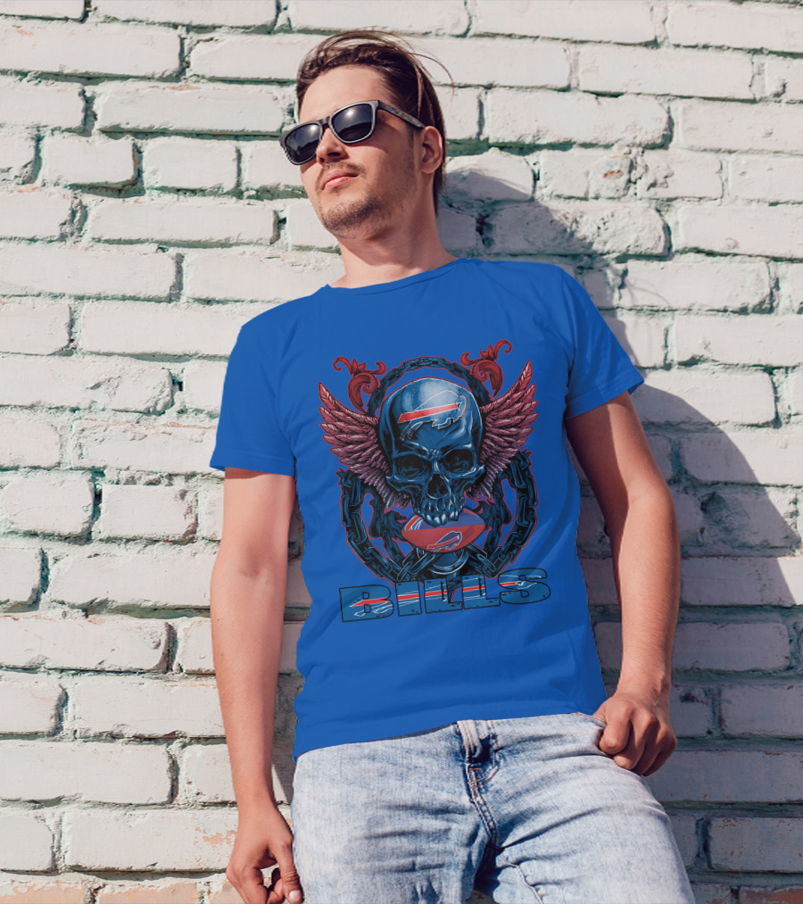 Buffalo Bills Skull With Wings And Chains T-Shirt