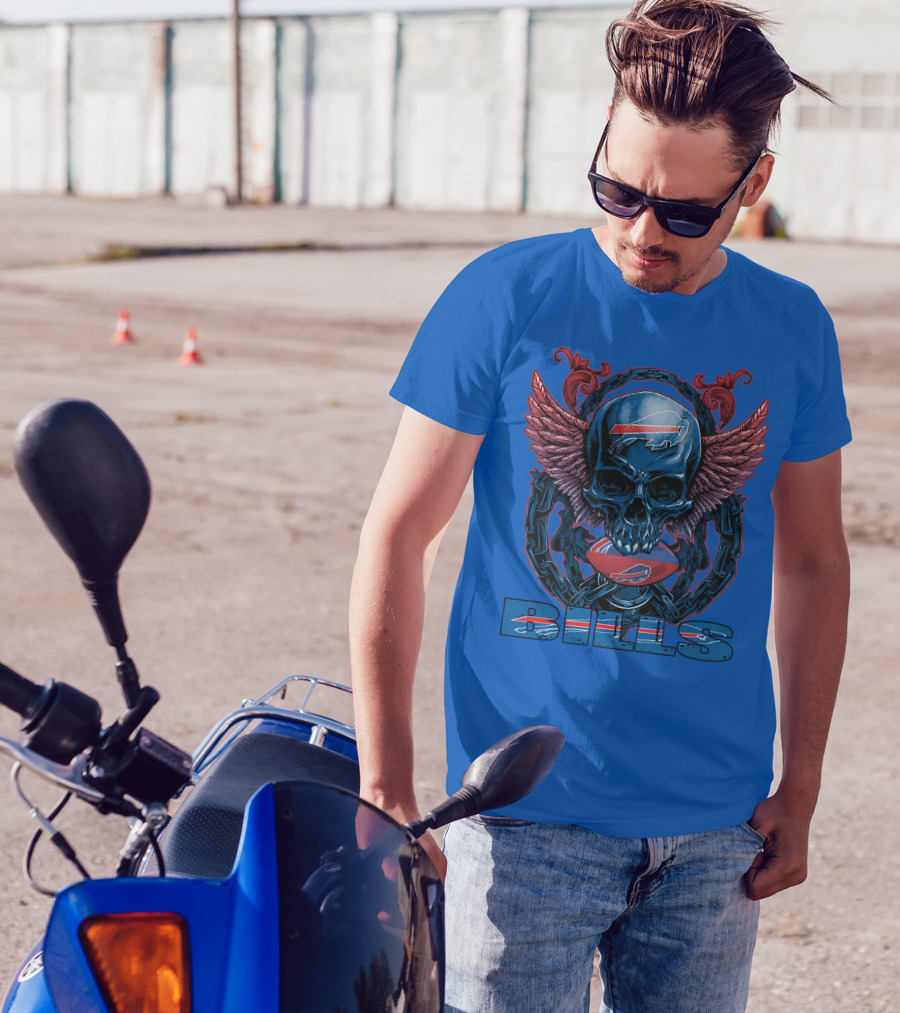 Buffalo Bills Skull With Wings And Chains T-Shirt