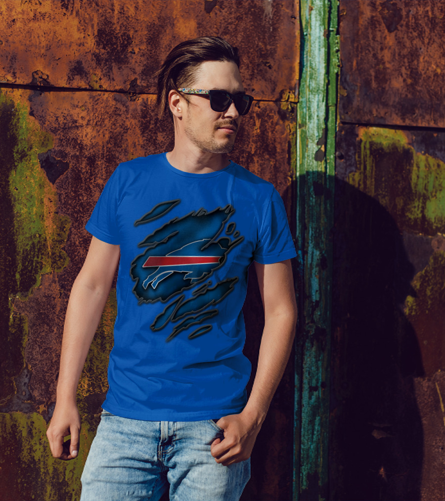 Torn Buffalo Bills Scratched T-Shirt