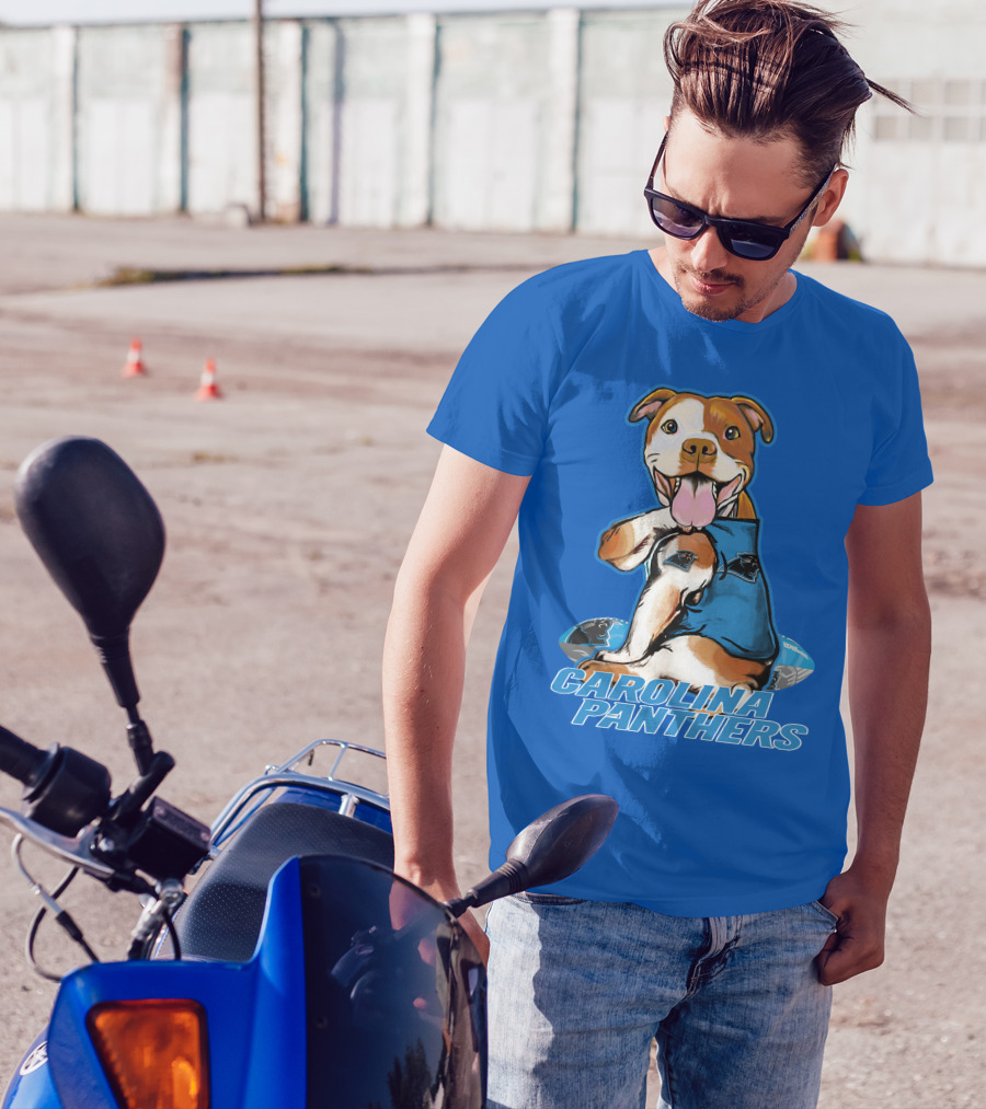 CAROLINA PANTHERS PITBULL TEAM SPIRIT WITH FOOTBALL AND TATTOOED JERSEY T-Shirt