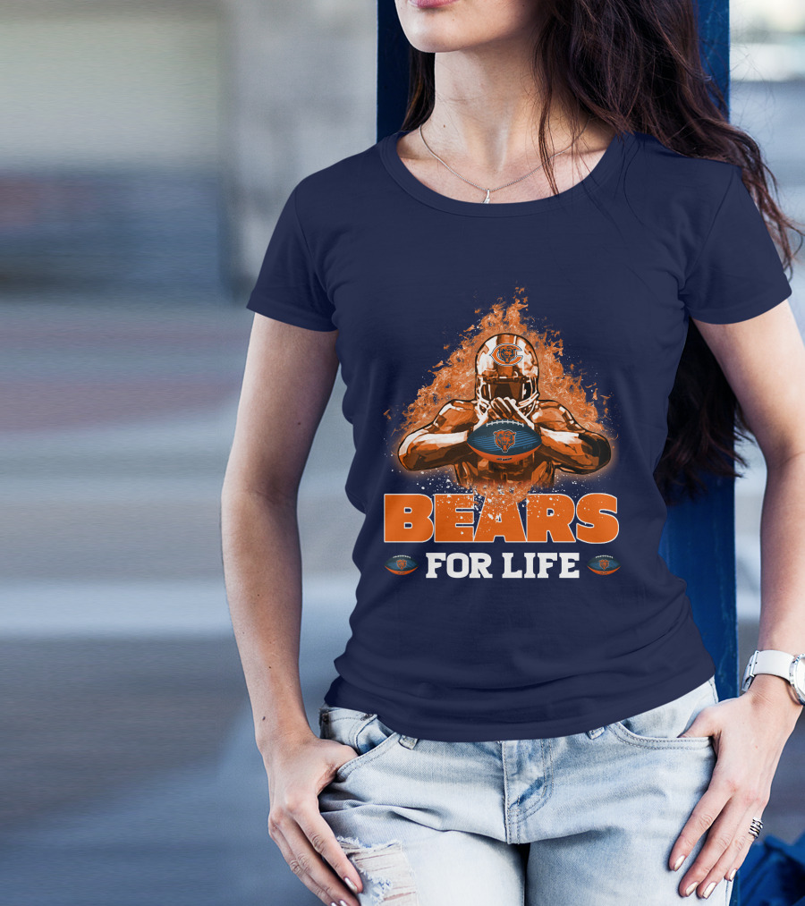 BEARS FOR LIFE CHICAGO BEARS FOOTBALL FLAMES T-Shirt
