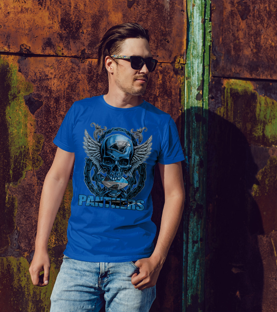 Skullfb PANTHERS Carolina Logo Wings Chains T-Shirt