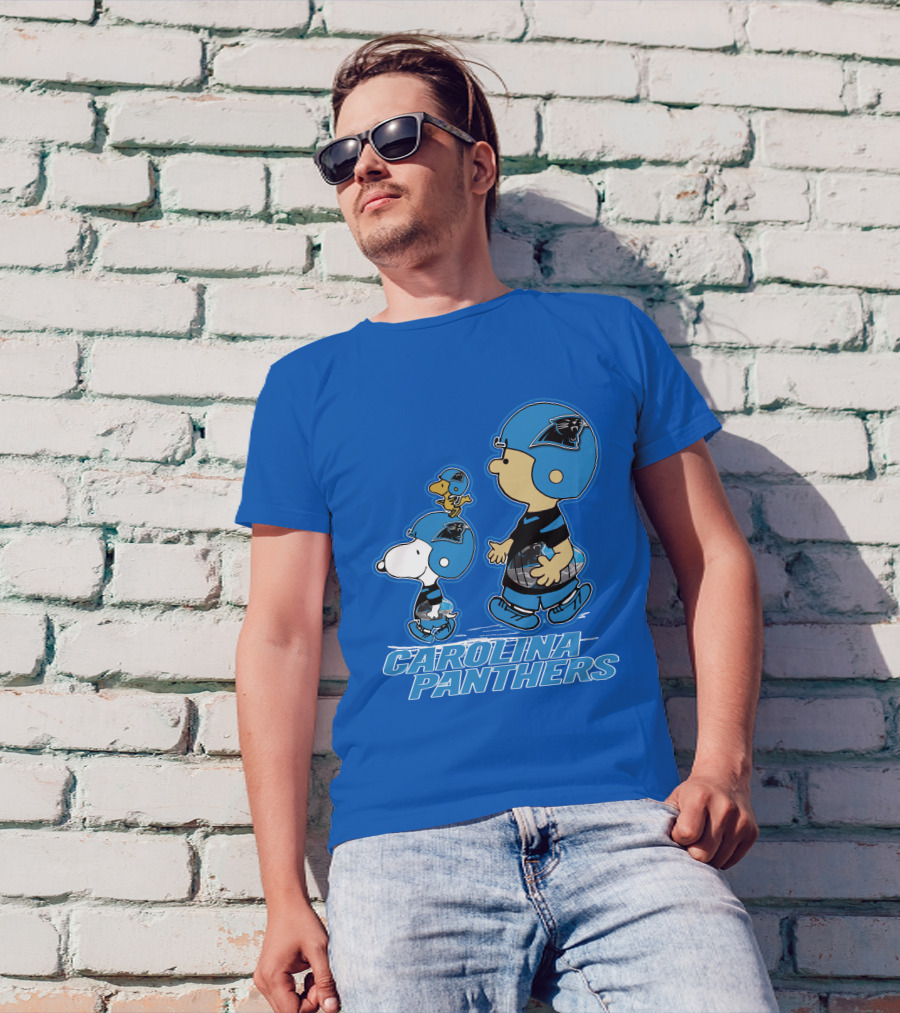 Snpfootball CAROLINA PANTHERS Peanuts Characters Blue Helmet T-Shirt
