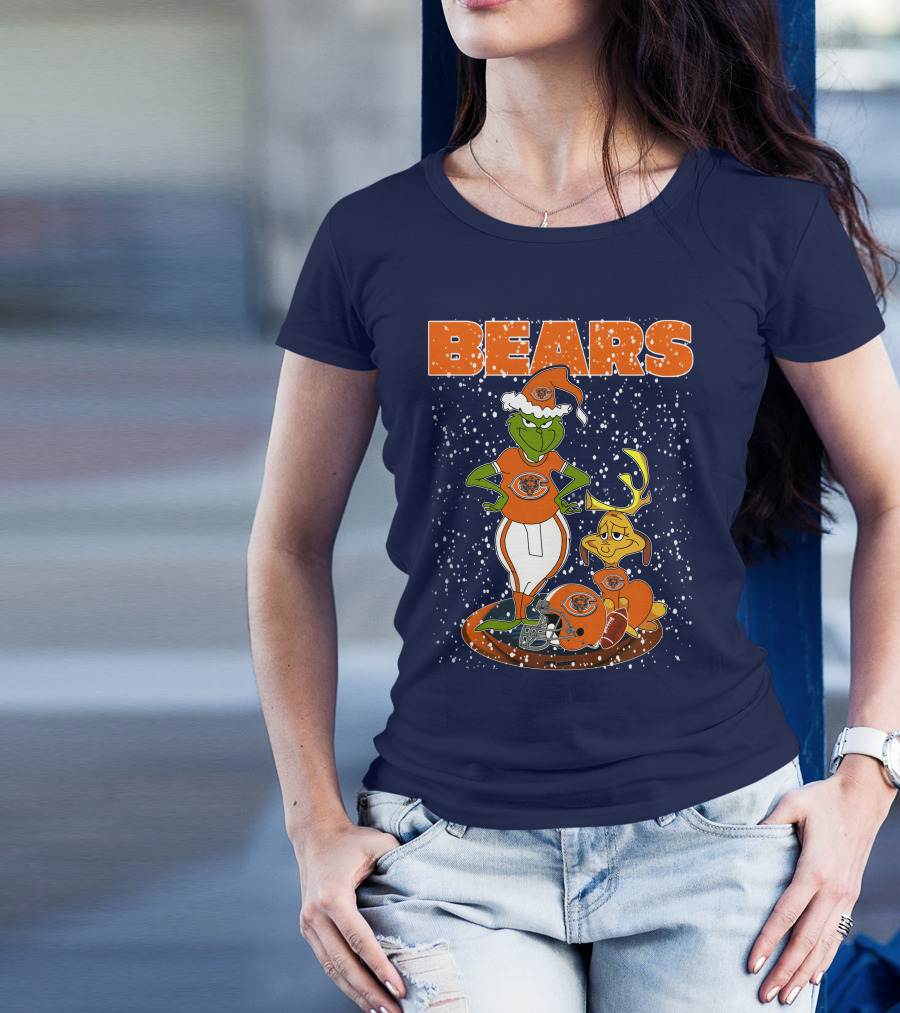 Grinchxmas BEARS Christmas Chicago Football Collaboration T-Shirt