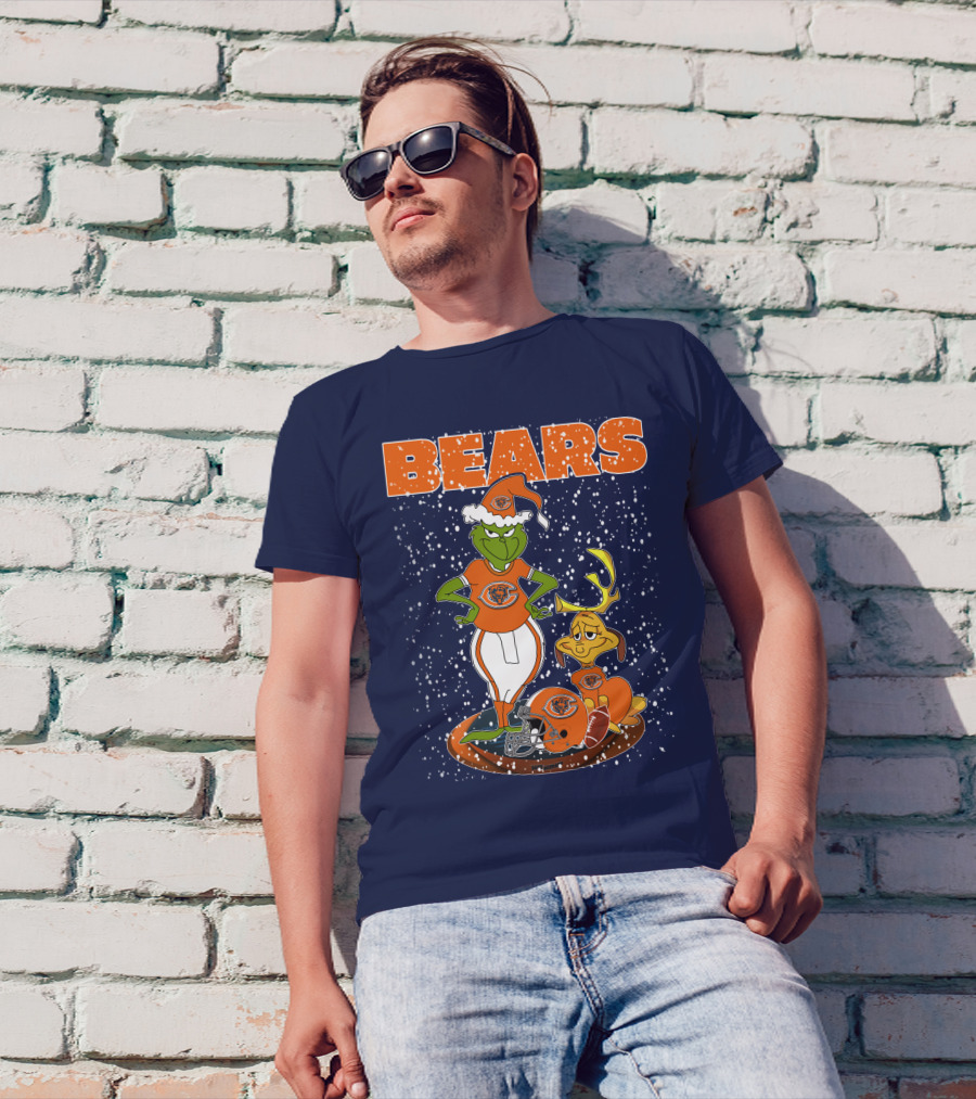 Grinchxmas BEARS Christmas Chicago Football Collaboration T-Shirt