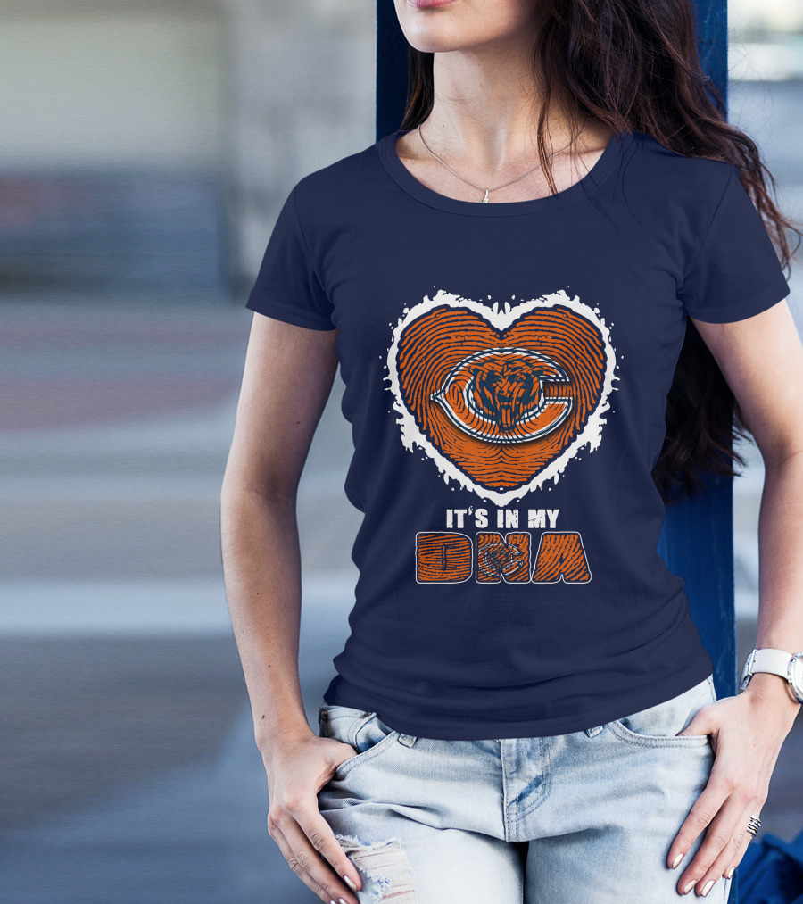 It's In My DNA Chicago Bears Heart Fingerprint T-Shirt