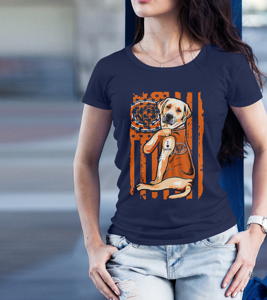 I LOVE MOM Labrador Retriever CHICAGO BEARS T-Shirt