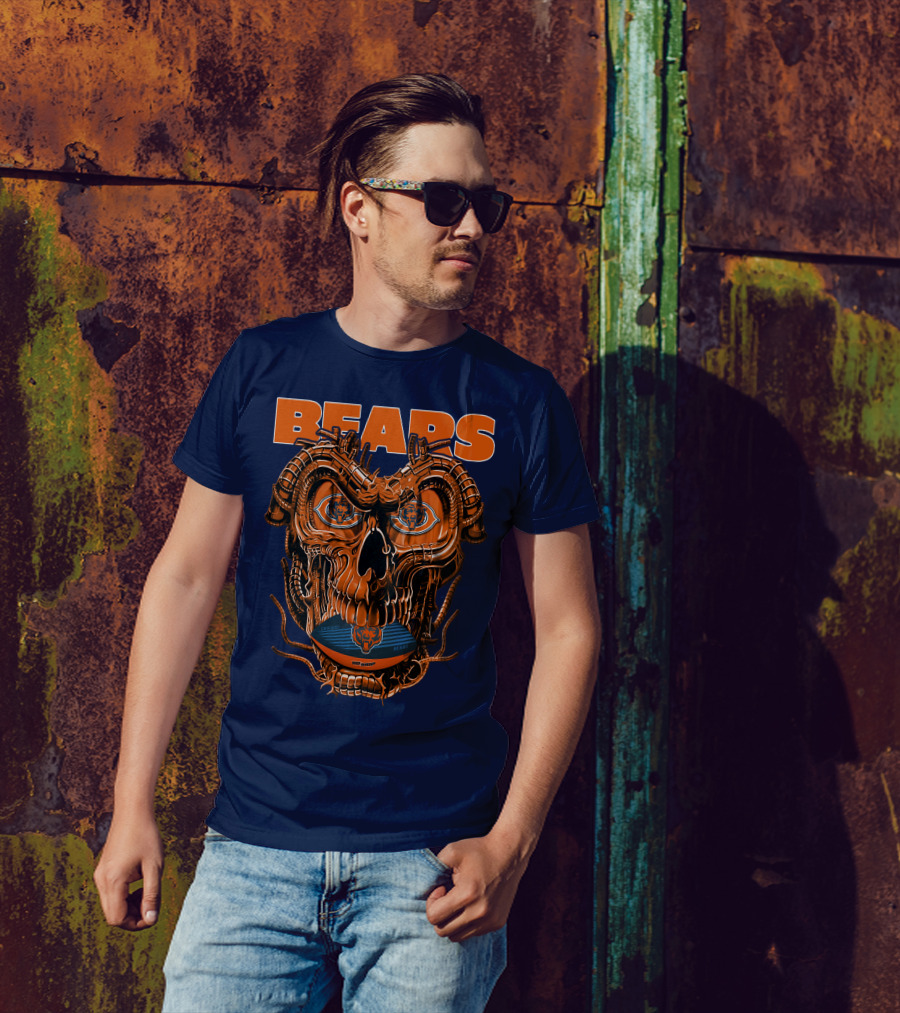 BEARS Dragonskull Football CHICAGO T-Shirt