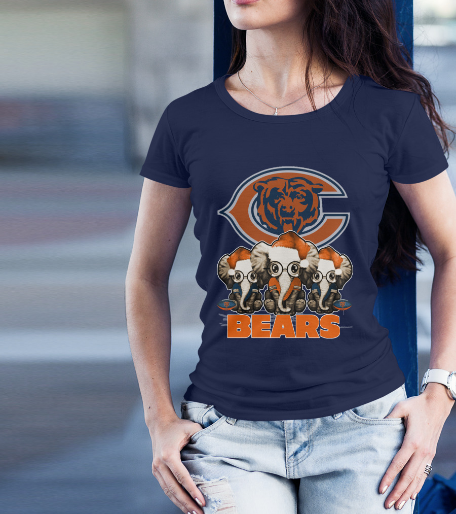 Chicago Bears Christmas Elephants Football T-Shirt