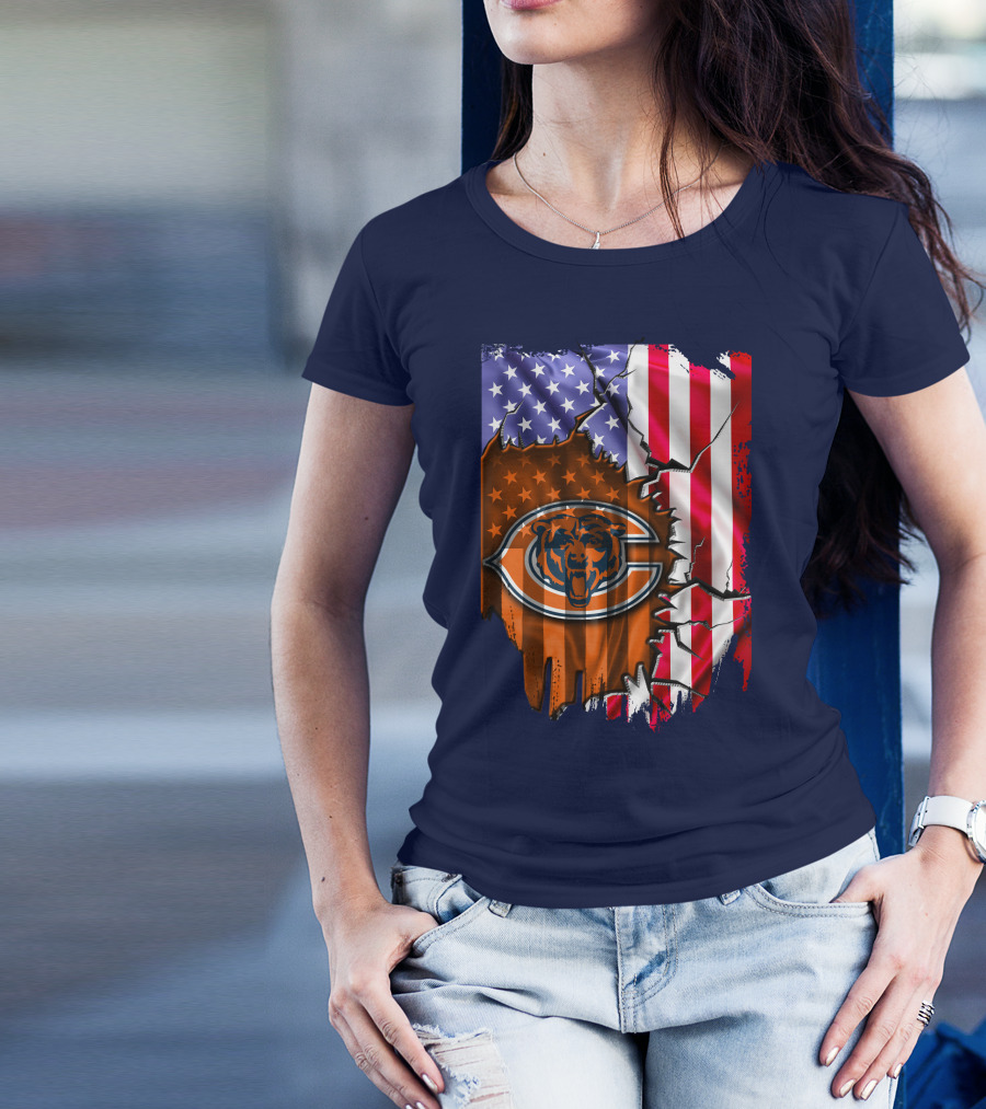 American Flag Chicago Bears Logo Stars Stripes T-Shirt