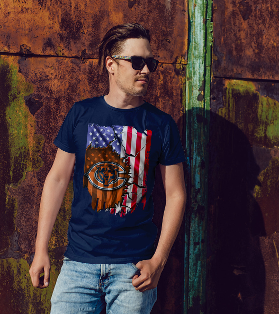 American Flag Chicago Bears Logo Stars Stripes T-Shirt