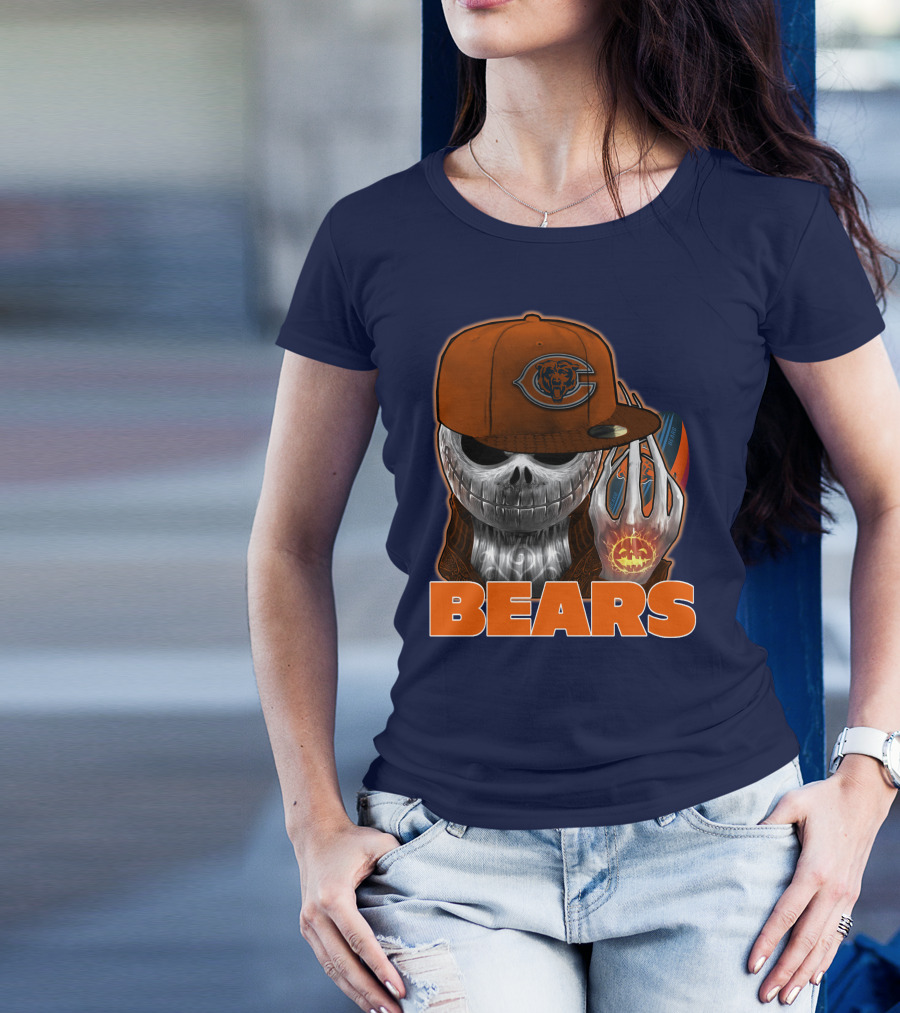 Jackskull BEARS CHICAGO Halloween Football Skeleton T-Shirt