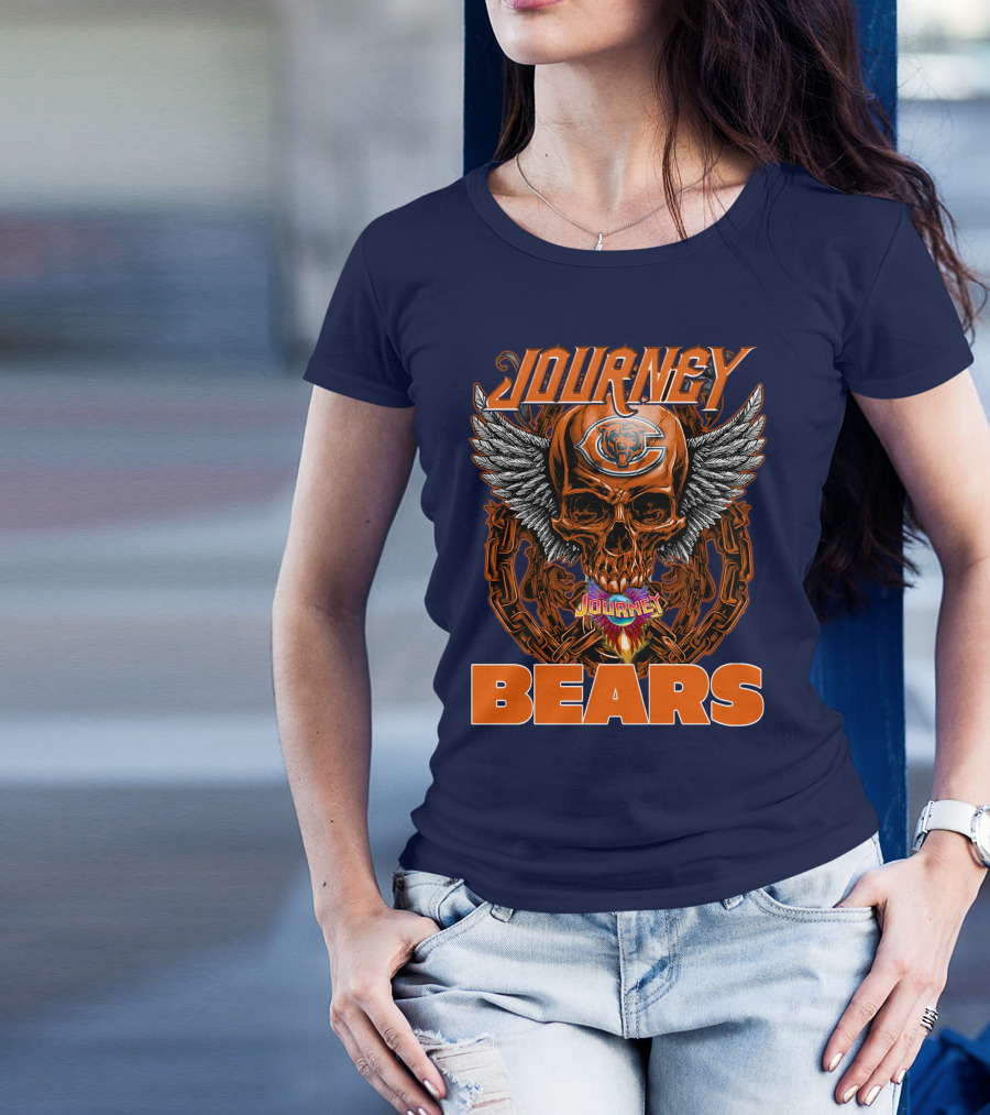 CHICAGO BEARS JOURNEY Skull Wings Chains T-Shirt
