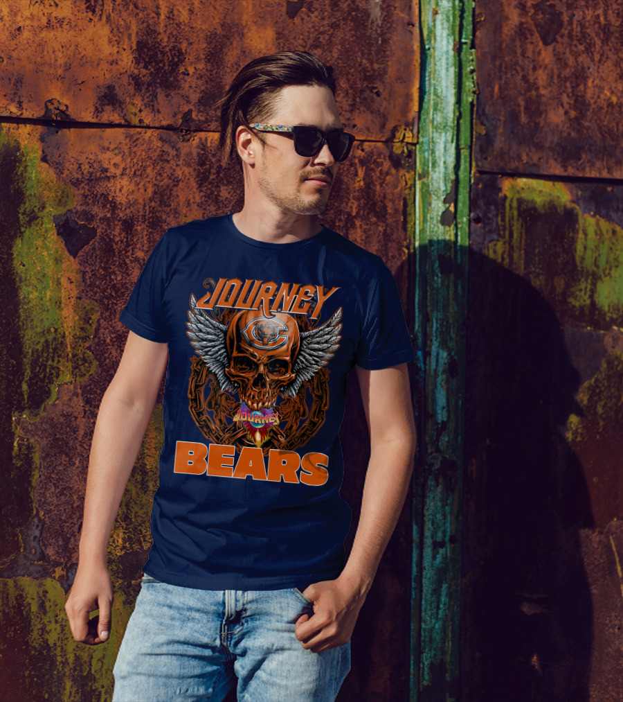 CHICAGO BEARS JOURNEY Skull Wings Chains T-Shirt