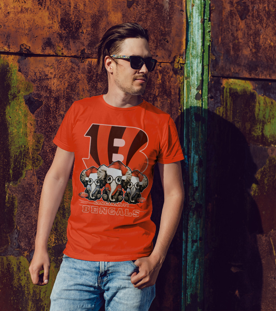Cincinnati Bengals Xmas Elephants T-Shirt