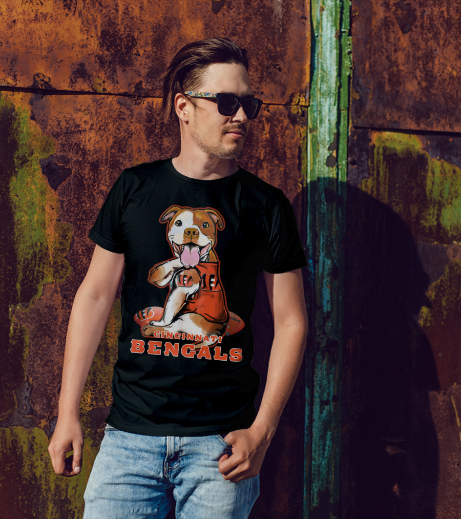 CINCINNATI BENGALS Pittbull Mascot Football T-Shirt