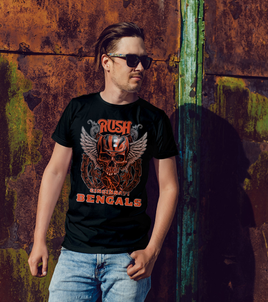 Rush Cincinnati Bengals Skull Wings Football T-Shirt