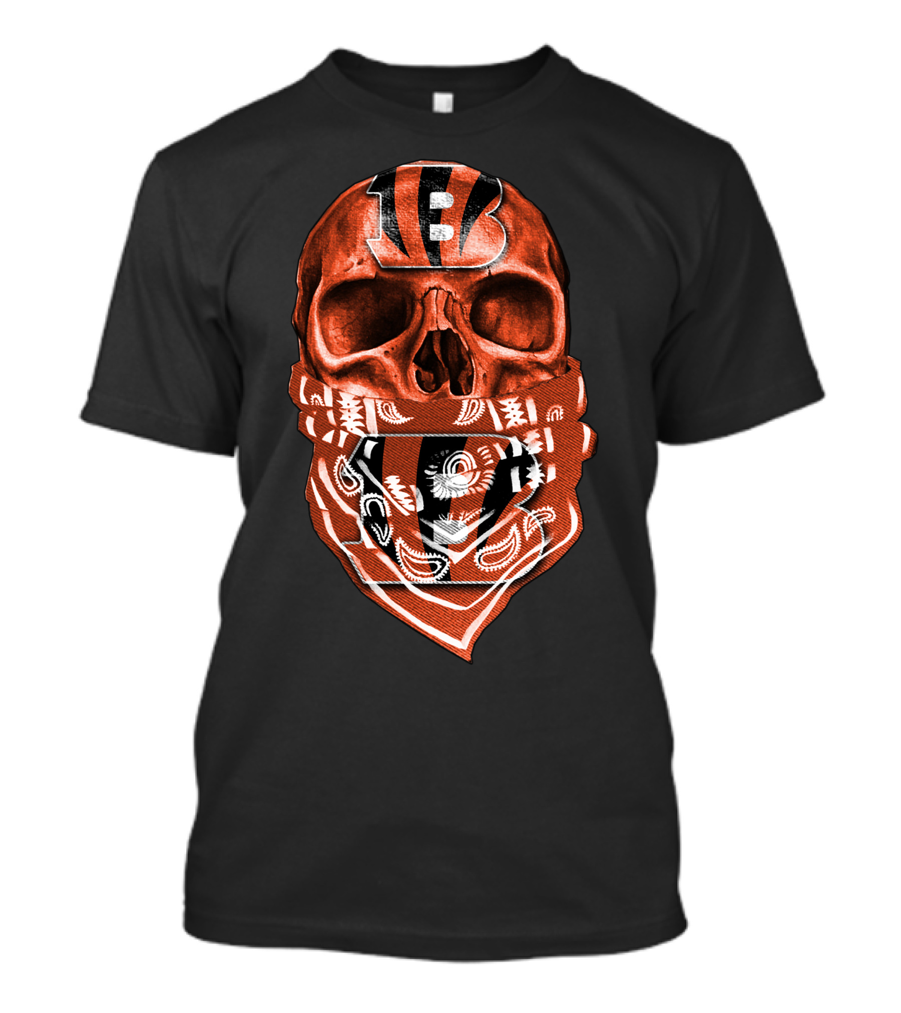 Cincinnati Bengals Skull Bandana Fan T-Shirt
