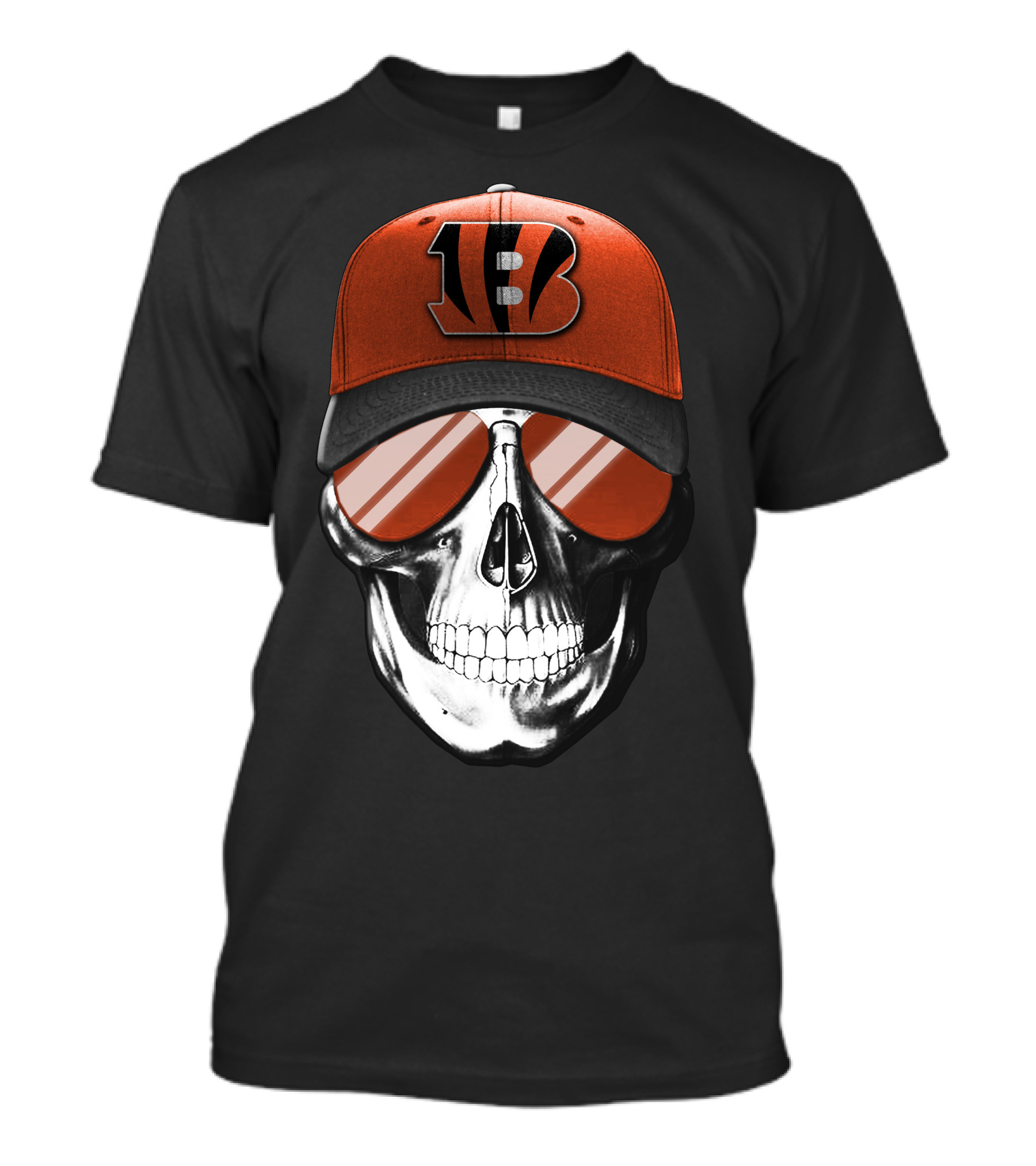 Skull Cincinnati Bengals Hat And Sunglasses T-Shirt
