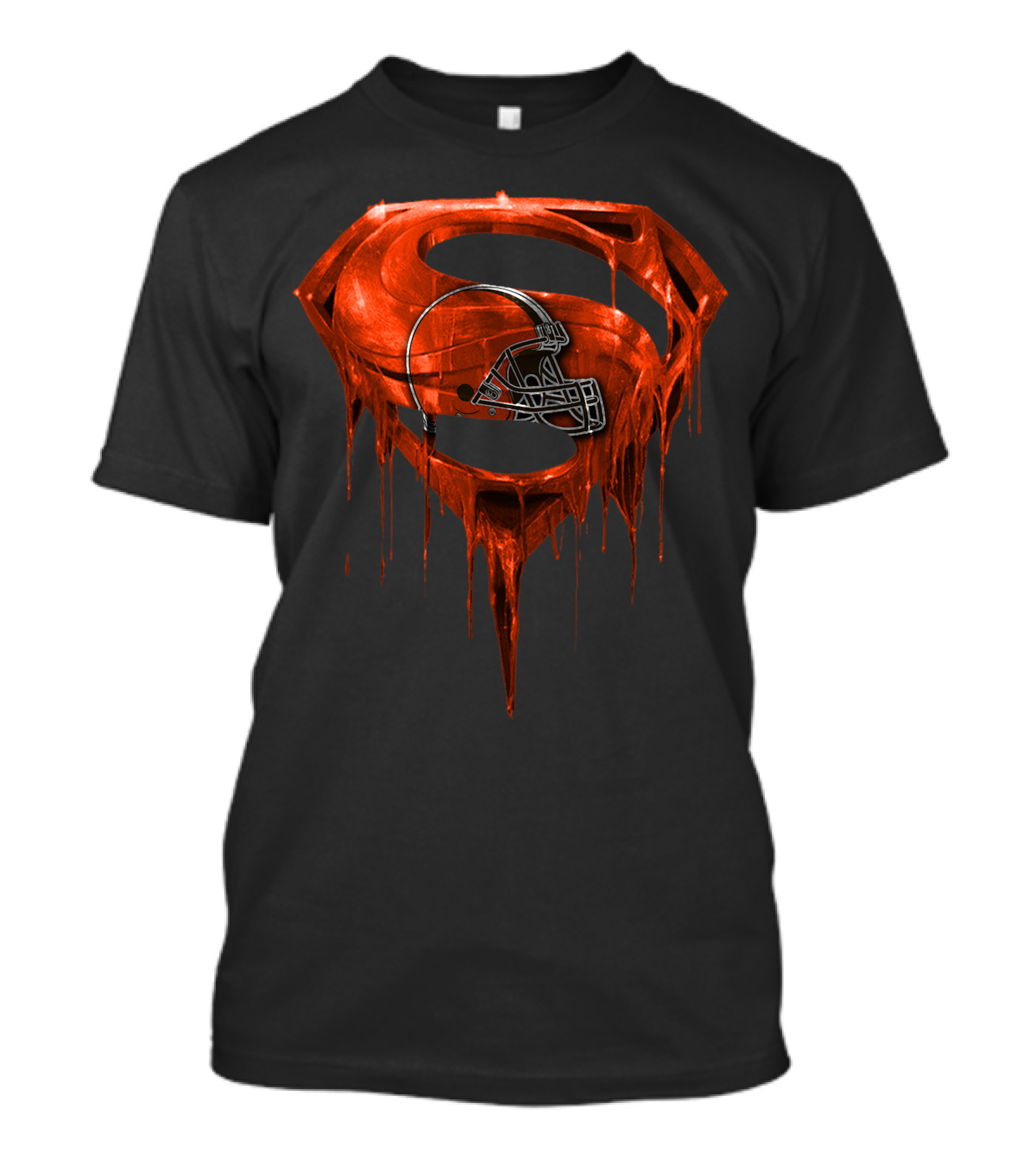 Spm CLEVELAND BROWNS Dripping Superhero Helmet T-Shirt