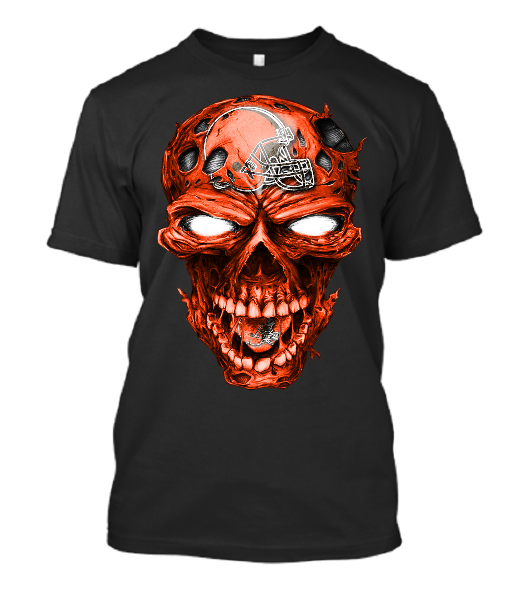 Cleveland Browns Skull With Football Helmet T-Shirt